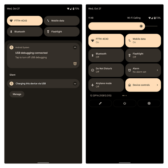 Wi-Fi y datos móviles alternan mosaicos QS